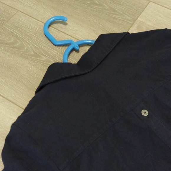 Dark Navy Blue 3/4 Sleeve Button Down Shirt - Picture 11 of 12